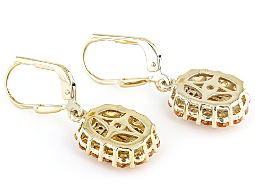1.77ctw Mandarin Garnet and White Diamond 18k Gold Over Sterling Silver Earrings