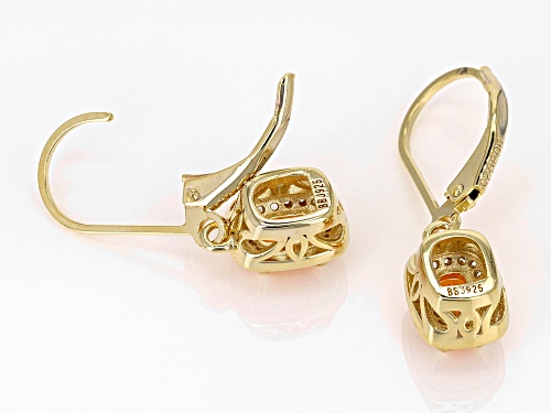 0.60ctw Fire Opal With 0.31ctw White Zircon 18k Yellow Gold Over Sterling Silver Earrings