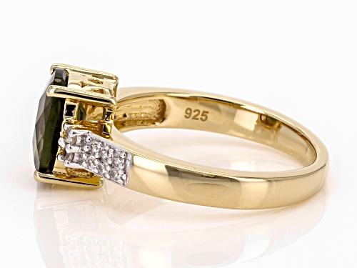1.62ct Moldavite With 0.20ctw White Zircon 18k Yellow Gold Over Sterling Silver Ring - Size 10