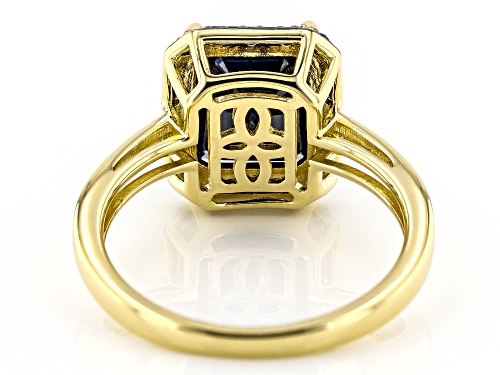 2.25ct Sapphire With 0.06ctw Blue Diamond 18k Yellow Gold Over Sterling Silver Ring - Size 10