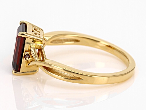 2.43ct Emerald Cut Vermelho Garnet™, 0.01ctw Red Diamond 18k Yellow Gold Over Sterling Silver Ring - Size 10