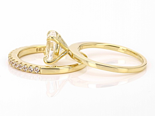 2.05ctw Lab Created White Sapphire 18k Yellow Gold Over Sterling Silver Ring Set - Size 10