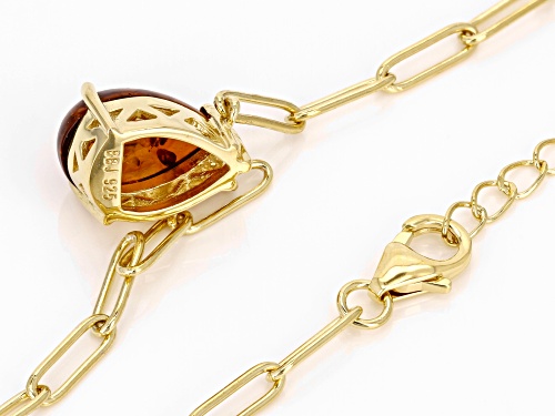 14x9mm Amber 18k Yellow Gold Over Sterling Silver Paperclip Link Necklace