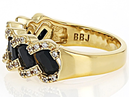 1.40ctw Black Spinel With 0.21ctw White Zircon 18k Yellow Gold Over Sterling Silver Ring - Size 9