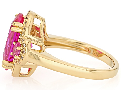9.53ctw Lab Pink Sapphire With 0.16ctw Lab White Sapphire 18k Yellow Gold Over Sterling Silver Ring - Size 10