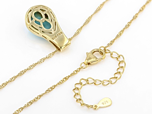 14x10mm Turquoise 18k Yellow Gold Over Sterling Silver Pendant With Chain