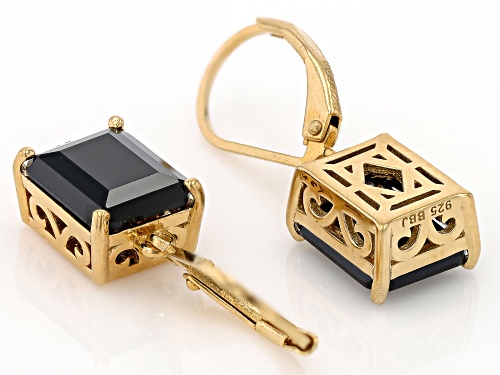 5.00ctw Black Spinel 18k Yellow Gold Over Sterling Silver Earrings