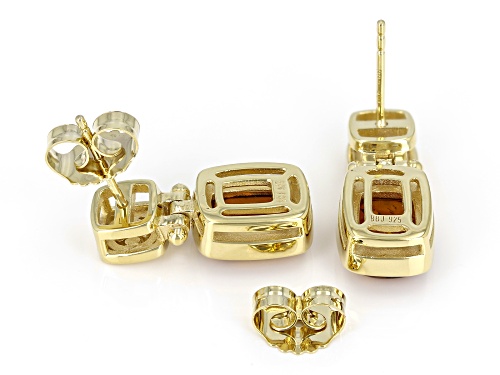 9x7mm Amber 18k Yellow Gold Over Sterling Silver Earrings