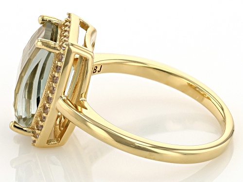 3.50ct Prasiolite With 0.36ctw White Zircon 18k Yellow Gold Over Sterling Silver Ring - Size 8