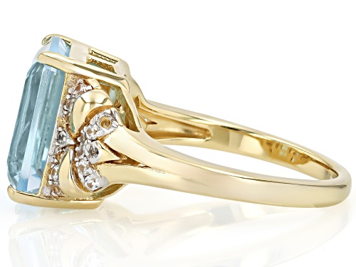 6.40ct Sky Blue Topaz With 0.19ctw White Zircon 18k Yellow Gold Over Sterling Silver Ring - Size 6