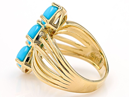 6mm Sleeping Beauty Turquoise 18k Yellow Gold Over Sterling Silver Ring - Size 7