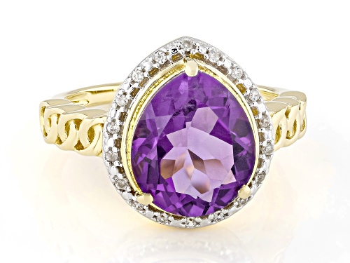 2.48ct African Amethyst With 0.11ctw White Zircon 18k Yellow Gold Over Sterling Silver Ring - Size 6