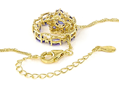 2.04ctw Tanzanite With 0.26ctw White Zircon 18k Yellow Gold Over Sterling Silver Pendant With Chain