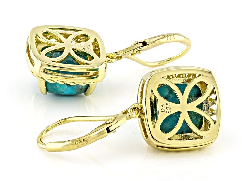 10mm Turquoise 18k Yellow Gold Over Sterling Silver Earrings