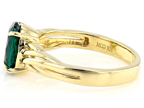 1.44ct Oval Lab Created Emerald 18k Yellow Gold Over Sterling Silver Ring - Size 10