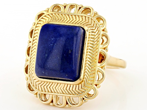 12x10mm Lapis Lazuli 18k Yellow Gold Over Sterling Silver Ring - Size 10