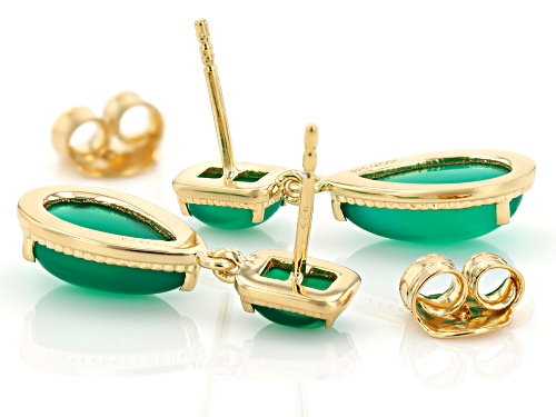 Mix Shape Green Onyx 18k Yellow Gold Over Sterling Silver Earrings