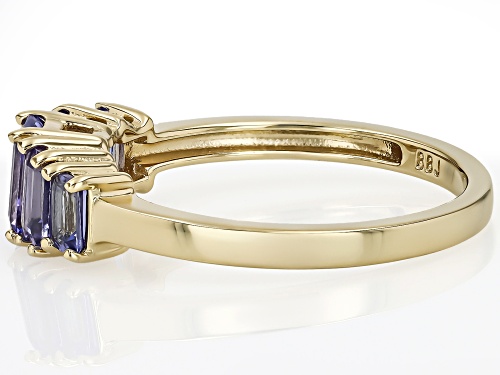 1.33ctw Rectangular Octagonal Tanzanite 18k Yellow Gold Over Sterling Silver Ring - Size 8