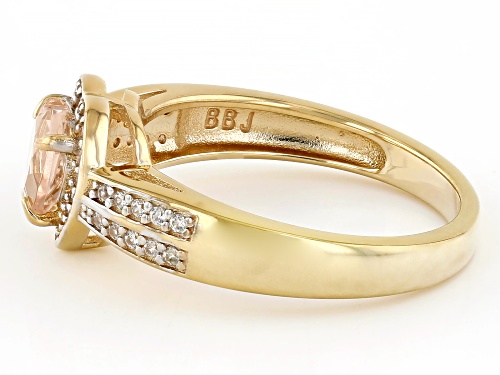0.70ct Morganite With 0.23ctw White Zircon 18k Yellow Gold Over Sterling Silver Ring - Size 6