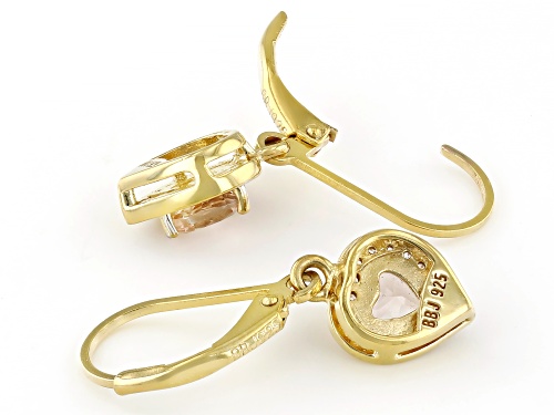 0.71ct Morganite With 0.20ctw White Zircon 18k Yellow Gold Over Silver Earrings