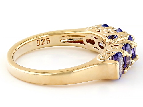 1.45ctw Oval & 0.05ctw Round Tanzanite 18k Yellow Gold Over Sterling Silver Ring - Size 8
