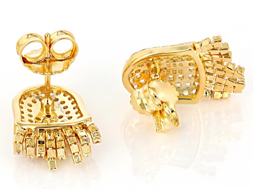 1.22ctw Lab Created White Sapphire With Black Enamel 18k Yellow Gold Over Sterling Silver Earrings