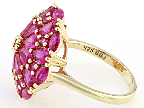 4.04ctw Mixed Shape Lab Created Ruby 18k Yellow Gold Over Sterling Silver Ring - Size 9
