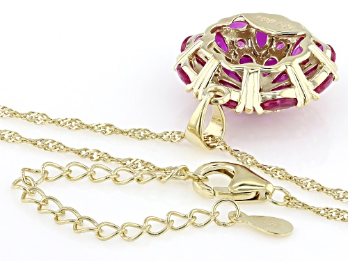 4.04ctw Mixed Shape Lab Created Ruby 18k Yellow Gold Over Sterling Silver Pendant With Chain