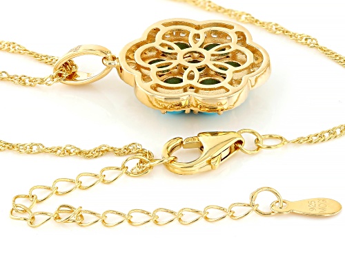 4mm Sleeping Beauty Turquoise 18k Yellow Gold Over Sterling Silver Pendant With Chain