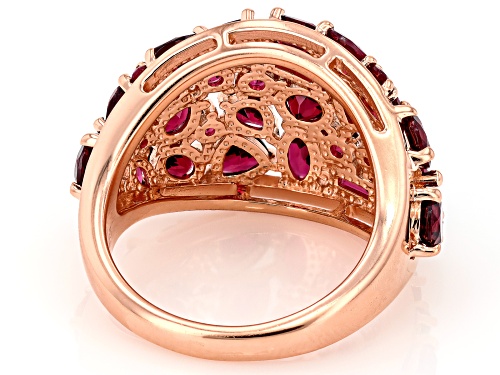 4.65ctw Mixed Shape Rhodolite Garnet 18k Rose Gold Over Sterling Silver Ring - Size 10