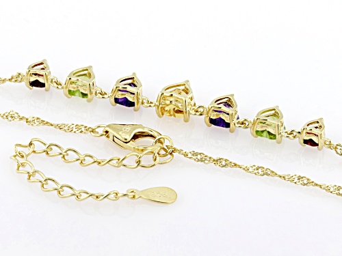 3.12ctw Multi Gemstone 18k Yellow Gold Over Sterling Silver Necklace - Size 18