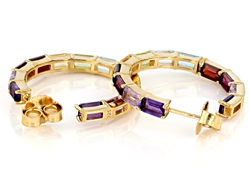 6.71ctw Multi Gemstone 18k Yellow Gold Over Sterling Silver Earrings