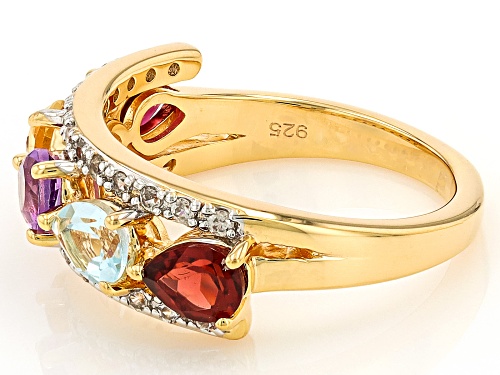 1.71ctw Multi Gemstone 18k Yellow Gold Over Sterliing Silver Ring - Size 9