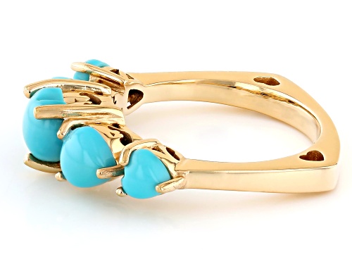 6mm, 5mm, 4mm Sleeping Beauty Turquoise 18k Yellow gold Over Sterling Silver Ring - Size 9