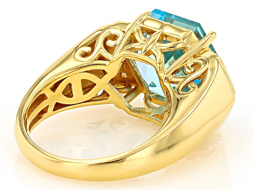 8.55ct Glacier Topaz™ With 0.13ctw White Zircon 18k Yellow Gold Over Sterling Silver Ring - Size 8