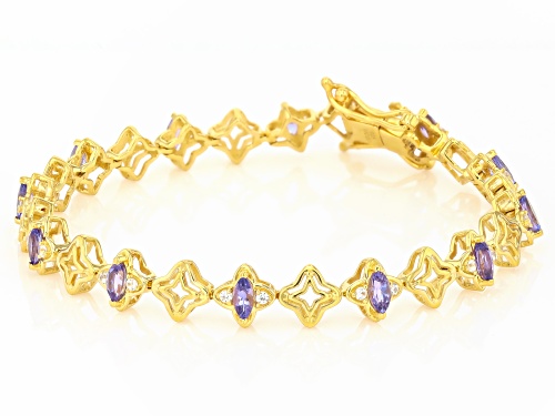 1.76ctw Tanzanite With 0.54ctw White Zircon 18k Yellow Gold Over Sterling Silver Bracelet - Size 7.25