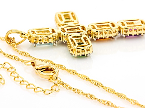 4.57ctw Multi Gemstone 18k Yellow Gold Over Sterling Silver Pendant With Chain