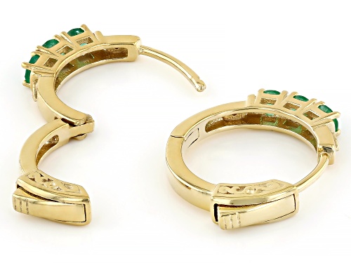 0.54ctw Zambian Emerald With 0.02ctw Diamond 18k Yellow Gold Over Sterling Silver Earrings