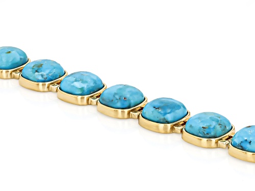 12mm Turquoise 18k Yellow Gold Over Sterling Silver Bracelet - Size 8