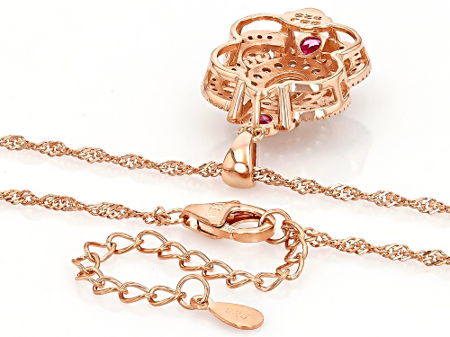 .55ct Peach Morganite with .75tw Lab Sapphire& White Zircon 18k Rose Gold Over Silver Pendant/Chain