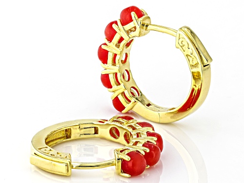 4mm Red Jadeite 18k Yellow Gold Over Sterling Silver Earrings