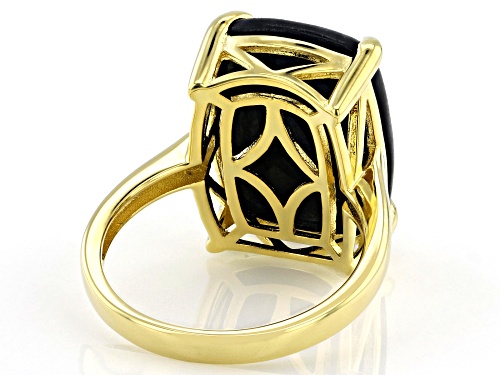 18x13mm Black Jadeite 18k Yellow Gold Over Sterling Silver Snake Ring - Size 7
