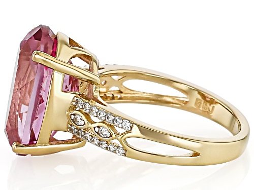 9.78ct Pink Topaz With 0.21ctw White Zircon 18k Yellow Gold Over Sterling Silver Ring - Size 9