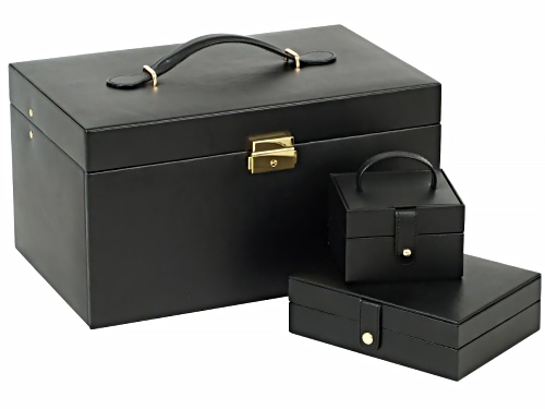 Heritage Large Jewelry Box in Black By Wolf
