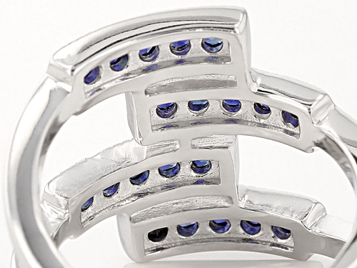 .76ctw Round Lab Created Blue Sapphire Sterling Silver Band Ring - Size 7
