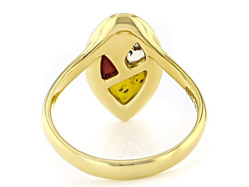 13x7mm Freeform Amber 18k Yellow Gold Over Sterling Silver Ring - Size 8