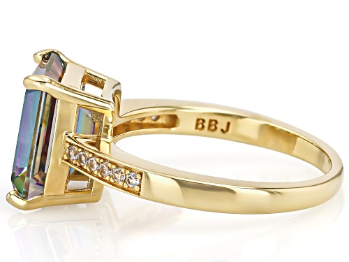 4.75ct Mystic Topaz® With 0.09ctw White Zircon 18k Yellow Gold Over Sterling Silver Ring - Size 9