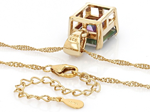 6.25ct Mystic Topaz® With 0.08ctw Andalusite 18k Yellow Gold Over Sterling Silver Pendant With Chain