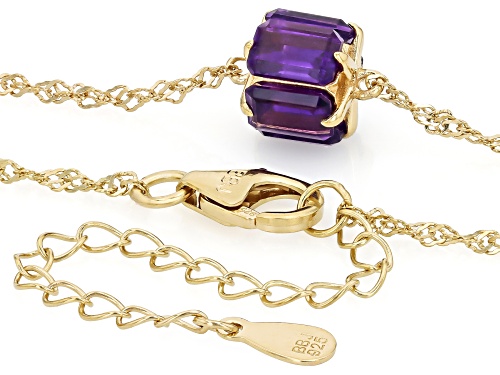2.55ctw Amethyst 18k Yellow Gold Over Sterling Silver Necklace - Size 18