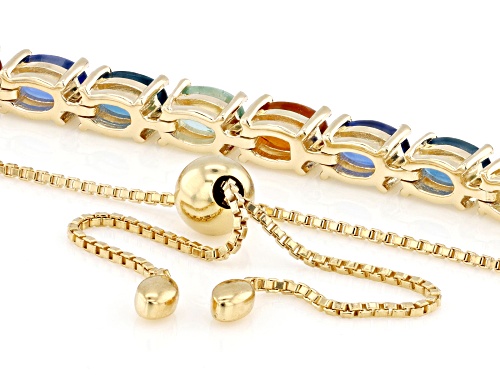 4.54ctw Multi Color Kyanite 18k Yellow Gold Over Sterling Silver Bolo Bracelet